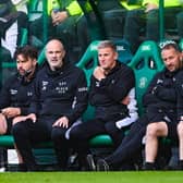 Hibernian Interim Head Coach John Potter (Centre Left) during a William Hill Premiership match between Hibernian and Aberdeen at Easter Road