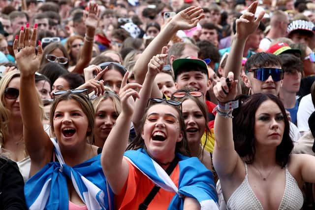 Fans at TRNSMT in 2024 enjoying Chase and Status.