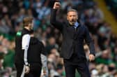 Rangers manager Derek McInnes clenches his fist in delight as he celebrates Ryan Naderi's goal against Celtic