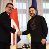 UK Prime Minister Andy Burnham and Ukrainian President Volodymyr Zelensky.