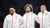 Alec Hepburn, centre, ahead of England's Six Nations match against Wales at Twickenham on February 10, 2018.