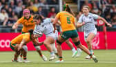 Scotland's Elliann Clarke on the attack during the WXV Global Series match against Australia at Hive Stadium.