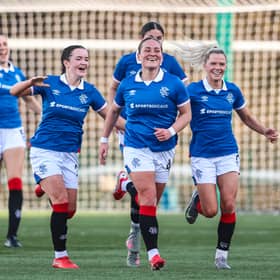 Rangers' Katie Wilkinson edged closer to a major goalscoring milestone in a statement win against Celtic on Sunday afternoon. Cr: SNS Group.
