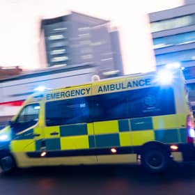 An ambulance responds to an emergency