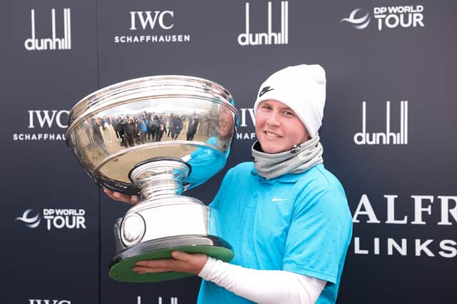 Bob MacIntyre became the fourth Scottish player, joining Paul Lawrie, Stephen Gallacher and Colin Montgomerie, to lift the Alfred Dunhill Links Championship Trophy last year 