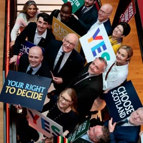 John Swinney poses with fellow SNP politicians, urging people to 'choose Scotland' and insist on 'your right to decide' (Picture: Jeff J Mitchell/Getty Images)