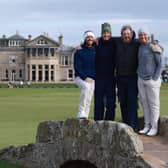Richemont Johann Rupert, second right, pictured with Tommy Fleetwood, Ogden Phipps II and Aldrich Potgieter on the Swilcan Bridge during the final round of last year’s Alfred Dunhill Links Championship 
