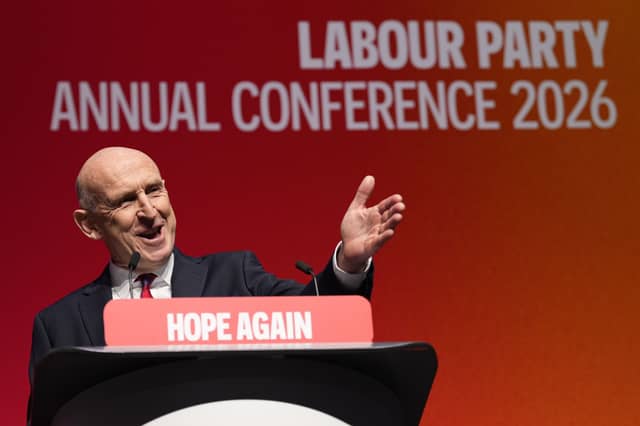 John Healey speaking at Labour Party conference