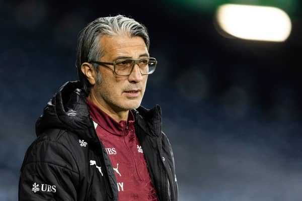 Switzerland head coach Murat Yakin took a training session at Hampden ahead of the Scotland match but was unable to speak at the press conference due to a hearing issue. (Photo by Craig Foy / SNS Group)