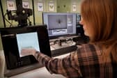 DiSSCo first specimen hoverfly digitisation with curator Ashleigh Whiffin at the National Museums Collection Centre. Pic: Stewart Attwood