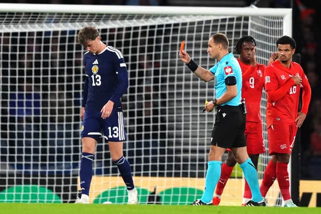 Jack Hendry was sent off early on against Switzerland.
