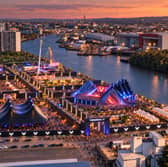 An artist impression of Terminal V 2027 as the festival move to a new site in Glasgow. 