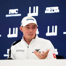 Matt Fitzpatrick, the 2024 winner, speaks to the media during a press conference prior to the Alfred Dunhill Links Championship at St Andrews