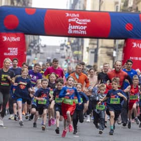 Youngsters race in the AJ Bell Great Scottish Run Super Saturday event in 2024.