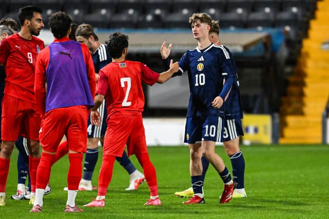 Hearts striker James Wilson was on the scoresheet for Scotland Under-21s.