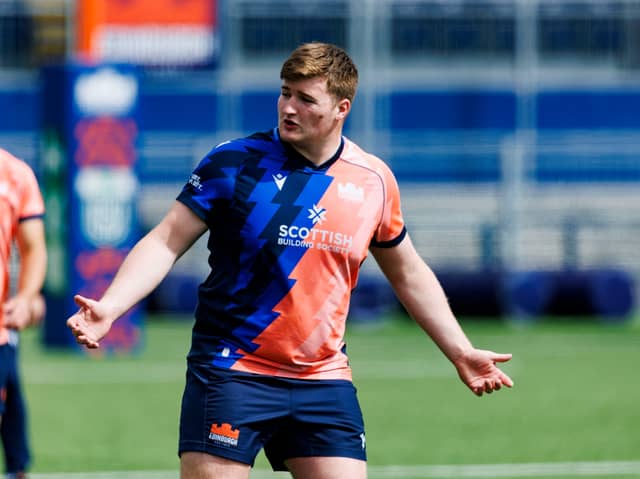 Ollie Blyth-Lafferty during an Edinburgh Rugby training session at Hive Stadium.
