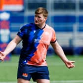 Ollie Blyth-Lafferty during an Edinburgh Rugby training session at Hive Stadium.