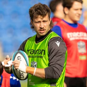 Kyle Rowe during a Glasgow Warriors training session at Scotstoun Stadium.