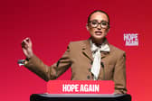 Georgia Harrison, a former TV personality and campaigner against violence against women and girls, speaks on the final day of the Labour party conference in Liverpool (Picture: Ian Forsyth)