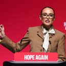 Georgia Harrison, a former TV personality and campaigner against violence against women and girls, speaks on the final day of the Labour party conference in Liverpool (Picture: Ian Forsyth)