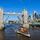 The Waverley steams through London's Tower Bridge on her special anniversary sailing. Picture: Waverley Excursions