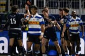 Edinburgh's Rory McHaffie celebrates after scoring the match-winning try in the United Rugby Championship match against DHL Stormers at Hive Stadium.