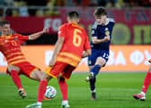 Scotland's Ben Gannon-Doak (right) has a shot at goal during the 2-0 win over North Macedonia at the National Arena Todor Proeski in Skopje.