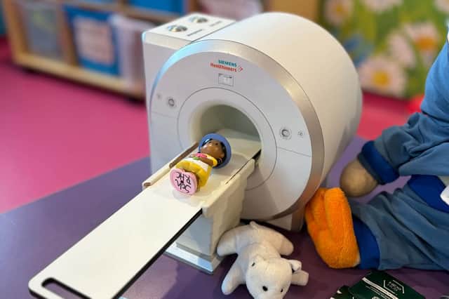 A play replica toy, used to explain medical procedures
