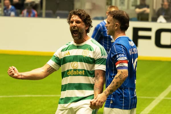 Celtic's Charlie Mulgrew celebrates his side's Tennent's Sixes cup final win over Rangers on Sunday. Cr: SNS Group.