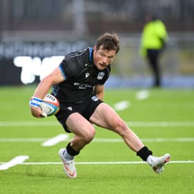 George Horne in action during the BKT United Rugby Championship match between Glasgow Warriors and Ulster at Scotstoun Stadium.