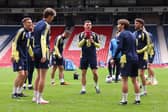 Scotland players during a training session at Hampden on Monday. (Photo by Ross MacDonald / SNS Group)