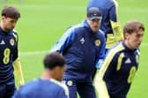 Scotland manager Sebastien Pocognoli during a training session at Hampden on Monday.