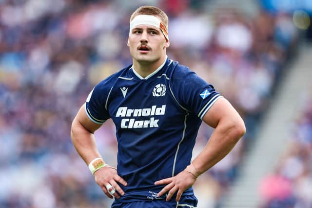 Scotland's Freddy Douglas during the Nations Championship match with Fiji at Scottish Gas Murrayfield Stadium, on July 18, 2026.