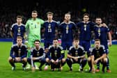 Scotland's players poses for a group photo ahead of the UEFA Nations League match against Slovenia at Hampden Park, Glasgow.
