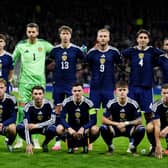 Scotland's players poses for a group photo ahead of the UEFA Nations League match against Slovenia at Hampden Park, Glasgow.