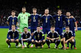 Scotland's players poses for a group photo ahead of the UEFA Nations League match against Slovenia at Hampden Park, Glasgow.
