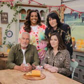 Alison Hammond, Noel Fielding, Paul Hollywood and Nigella Lawson in the Bake Off tent for Audience Choice Week. 