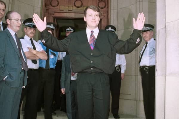 Paul Ferris, Glasgow gangster, emerges from the High Court in Glasgow after being cleared of murdering Arthur Thompson Jnr.