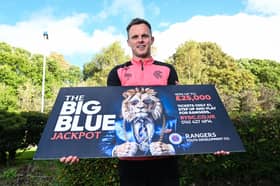 Lawrence Shankland promotes the Rangers Youth Development Company's 'Big Blue Jackpot', at The Rangers Training Centre.  (Photo by Rob Casey / SNS Group)