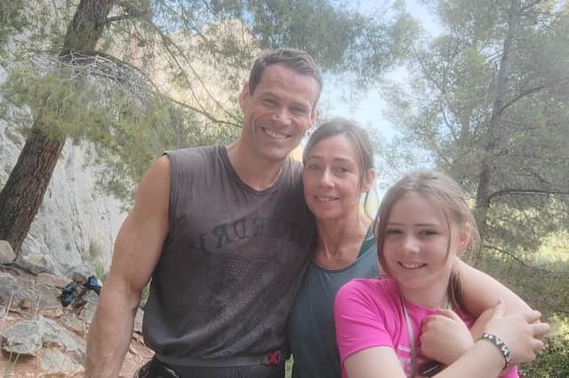 Ross Moran with his wife Kirsty and their daughter Izzy on holiday in the Costa Blanca