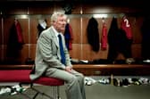 Former Manchester United manager Alex Ferguson in the Old Trafford changing room.
