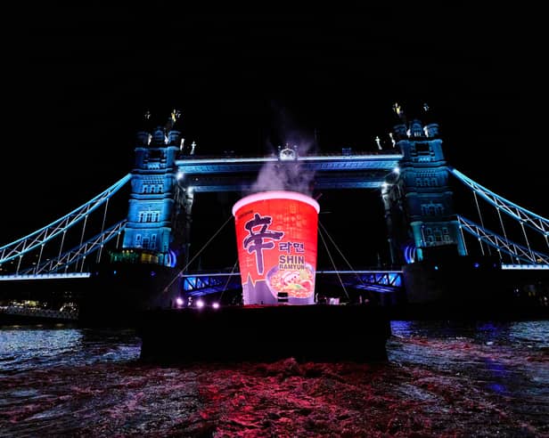 The six-metre-high installation sailed past some of London's most iconic landmarks