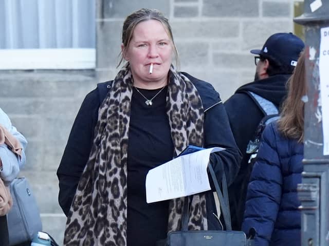 Simone Ramage leaving Edinburgh High Court, following a disposal hearing after being found responsible for killing her partner Brian Kowbel with an air rifle, following an examination of facts hearing, having been deemed unfit to stand trial
