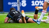 Glasgow Warriors' Josh McKay scores a first-half try during the BKT United Rugby Championship draw with Ulster at Scotstoun Stadium, on October 3.