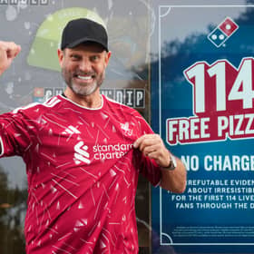 Domino's offered 114 free pizzas to the first 114 fans wearing Liverpool jerseys