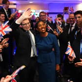 Conservative leader Kemi Badenoch, with her husband, Hamish, leaves the stage to applause after delivering her keynote speech at the party's conference in Birmingham (Picture: Jacob King/WPA pool)