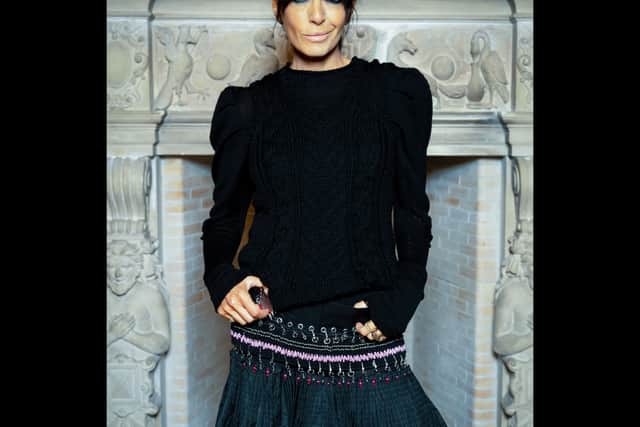 Claudia Winkleman wearing a piece by Judy R Clark on Celebrity Traitors.
