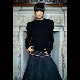 Claudia Winkleman wearing a piece by Judy R Clark on Celebrity Traitors.
