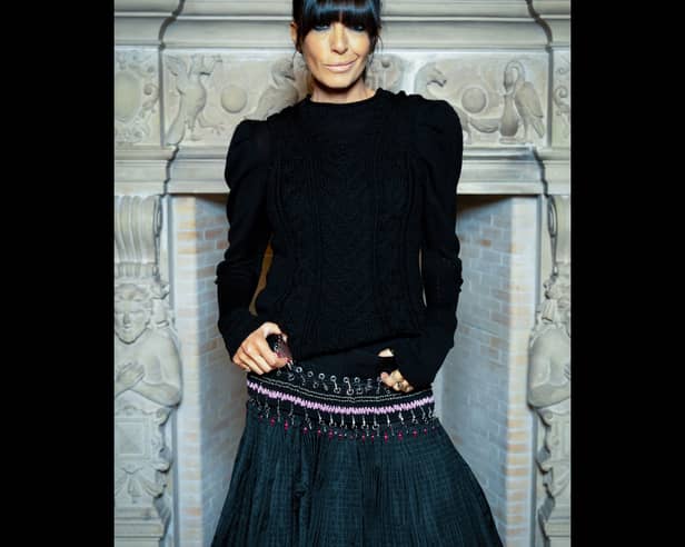 Claudia Winkleman wearing a piece by Judy R Clark on Celebrity Traitors.