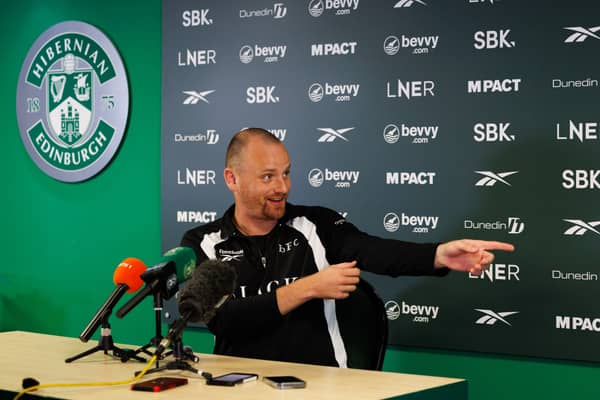 Marink Reedijk holds court during his first Hibs press conference.